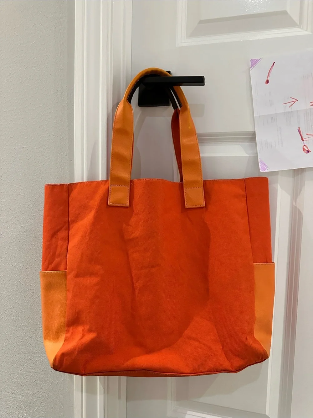 Lancome Bright Orange Canvas Tote with Light Orange Trim